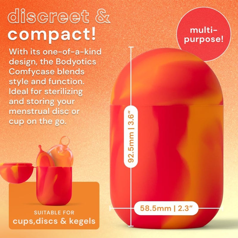 Bodyotics Comfycase - Menstrual Disc/Cup Wash Case - Orange & Red - Sterilizer, Wash, and Carrying Case for Reusable Discs & Cups - Image 3
